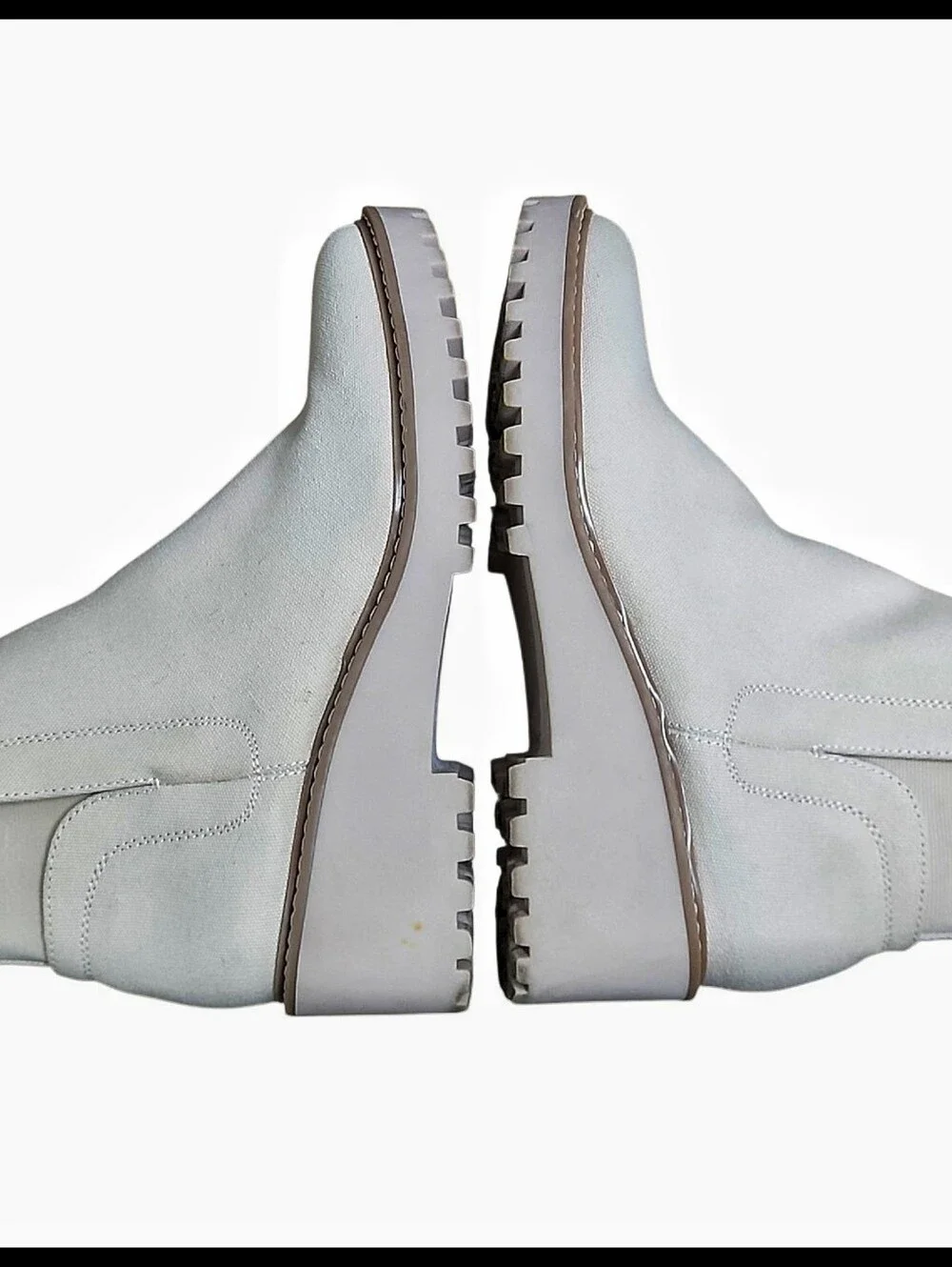 Dolce Vita Rango Canvas Twill Boot Bootie Wedge Lug Sole Khaki White Cream 10